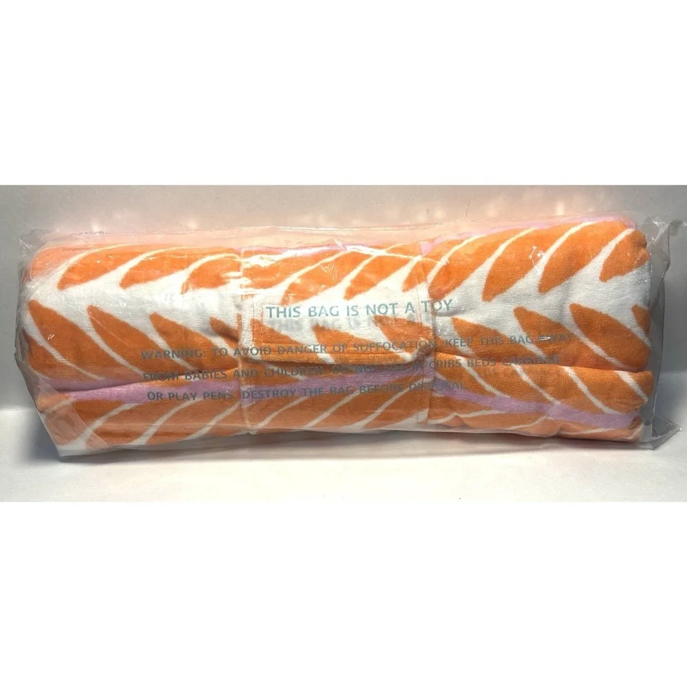 LauraPark Beach Towel Orange White Leaf Print Pool Towel Soft New Sealed